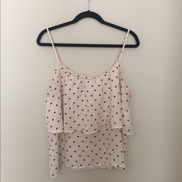 Divided Tops - DONATED 🌿 | Heart-pattern cream tank top