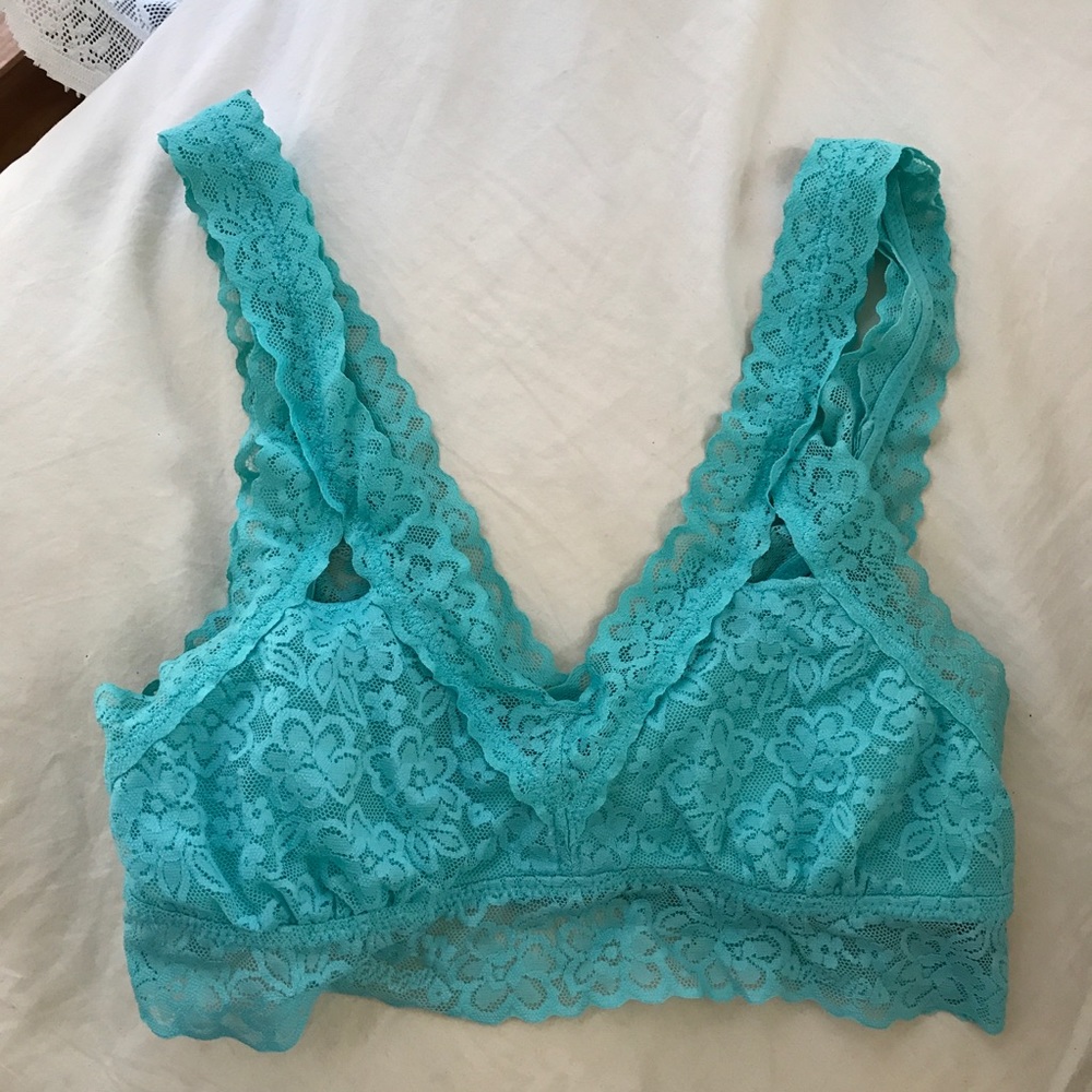 aqua blue lace bralette