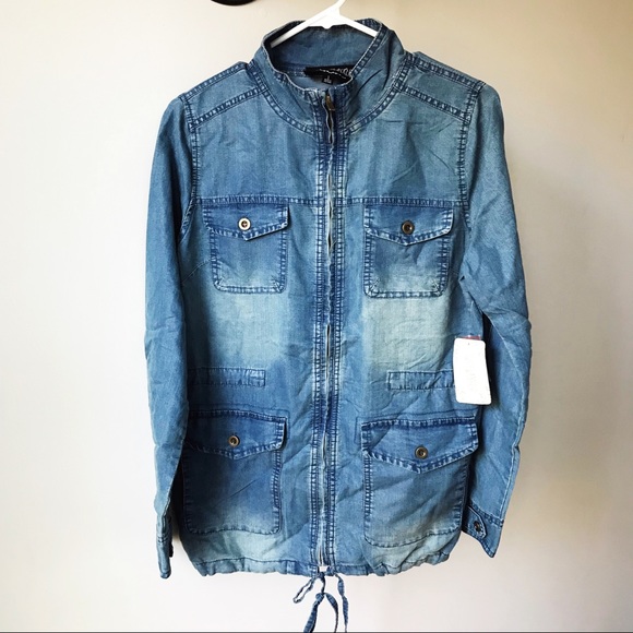 ModCloth Chambray Drawstring Jacket New - Picture 2 of 5