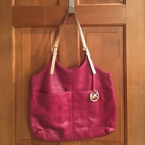 Michael Kors fuchsia leather hobo style bag!
