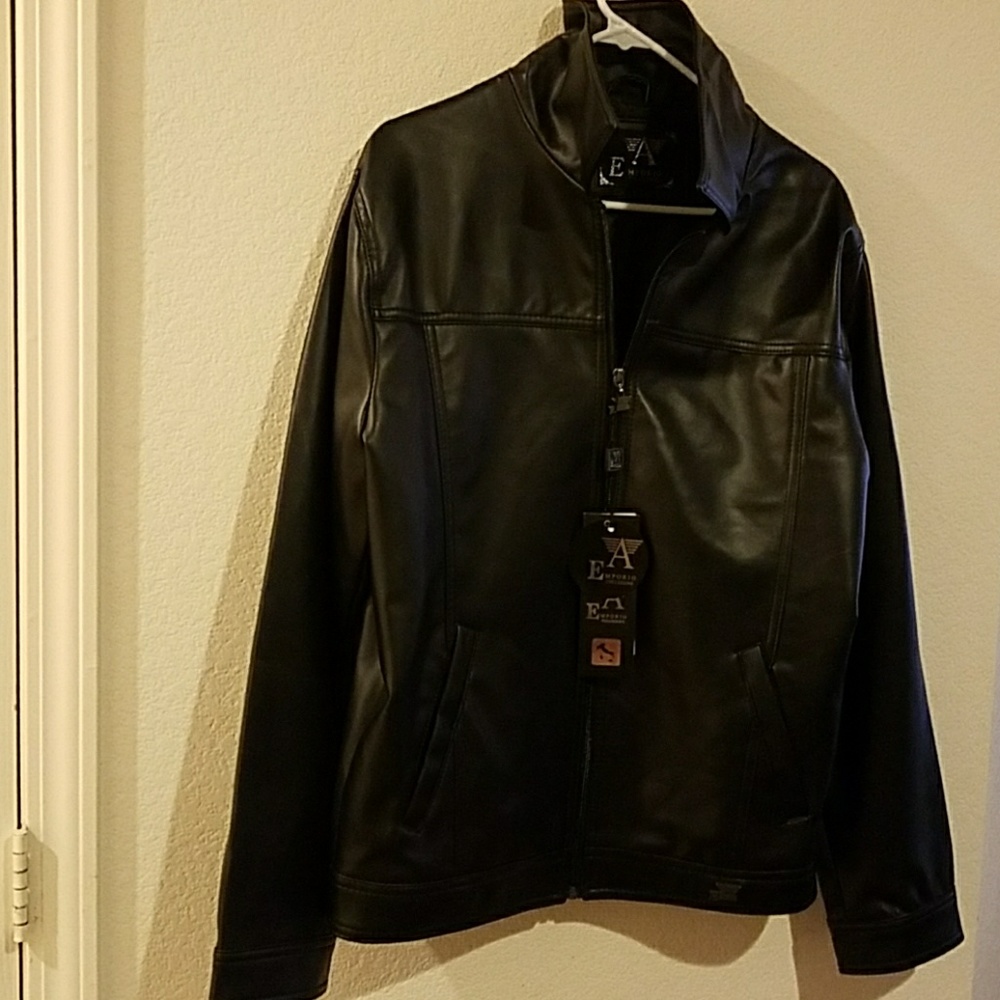 New Black Faux Leather Jacket Emporio Collezione