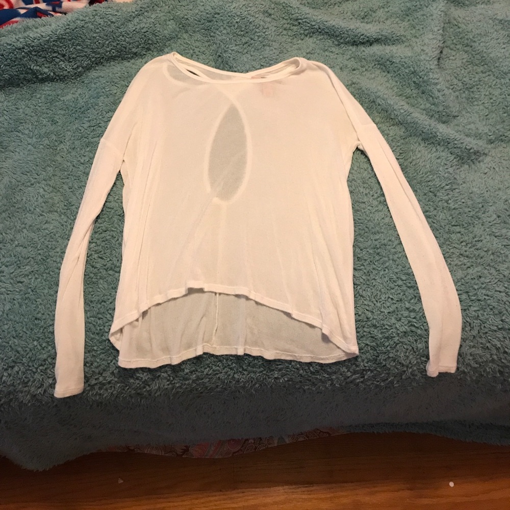 Forever 21 White Knit Longsleeve w/ semi-open back