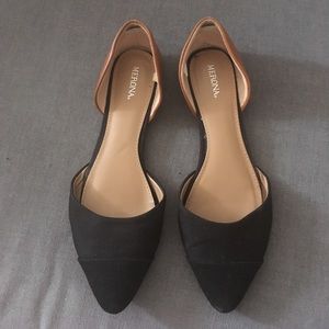 Point toe flats black brown