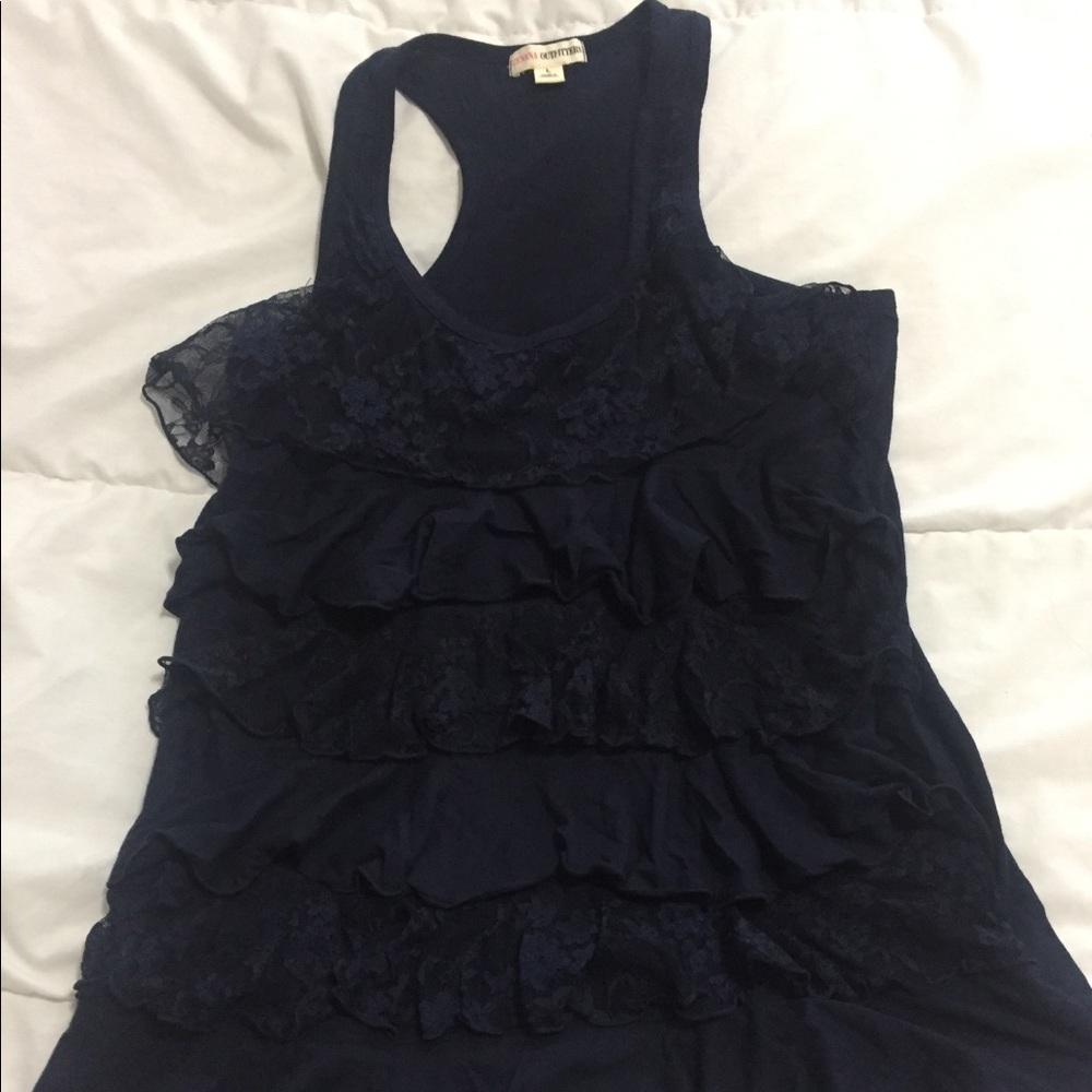 Navy Blue Lacy Tank Top
