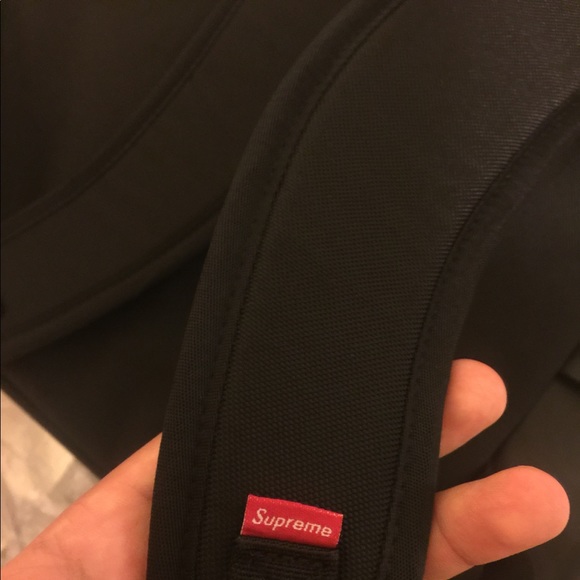 Supreme x TNF black leather day bag