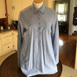 Blue cotton blouse.