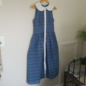 EShakti blue eyelet dress with peter pan collar