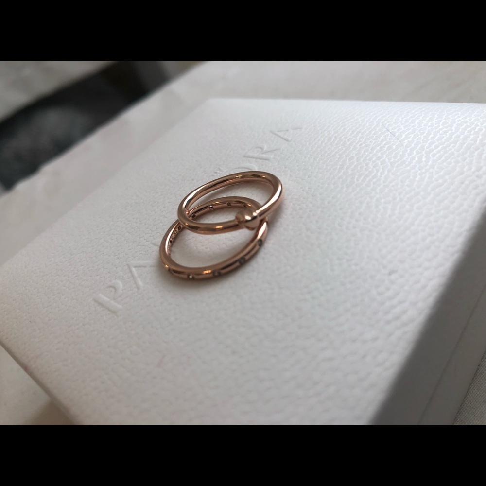 Two Rose Gold Pandora Rings ( both size 5 )
