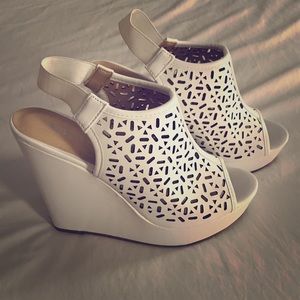 White Cutout Wedges NWOT