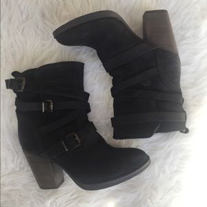 Steve Madden Leather Moto Boots Sz 10 Black