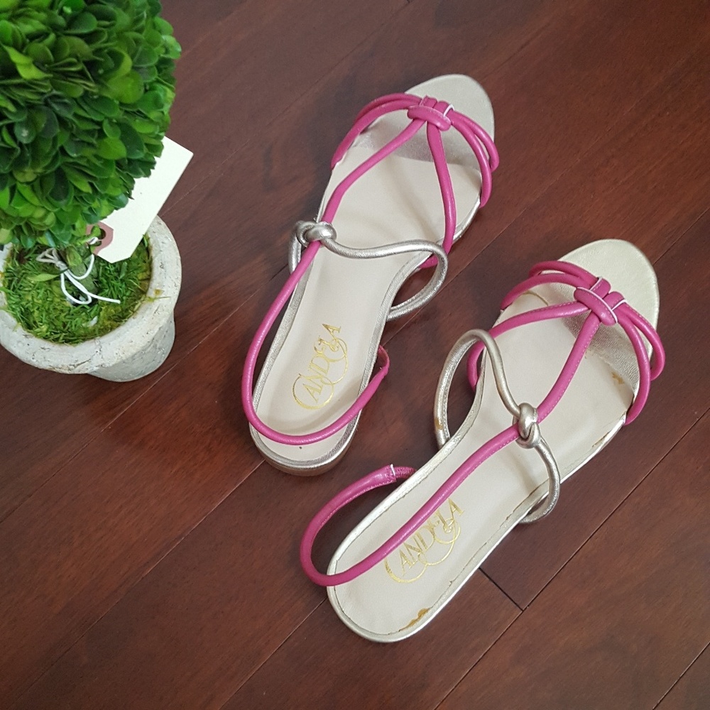 Candela pink strappy flat sandals
