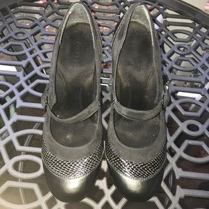 Aerosoles Mary Janes with snake skin detail.
