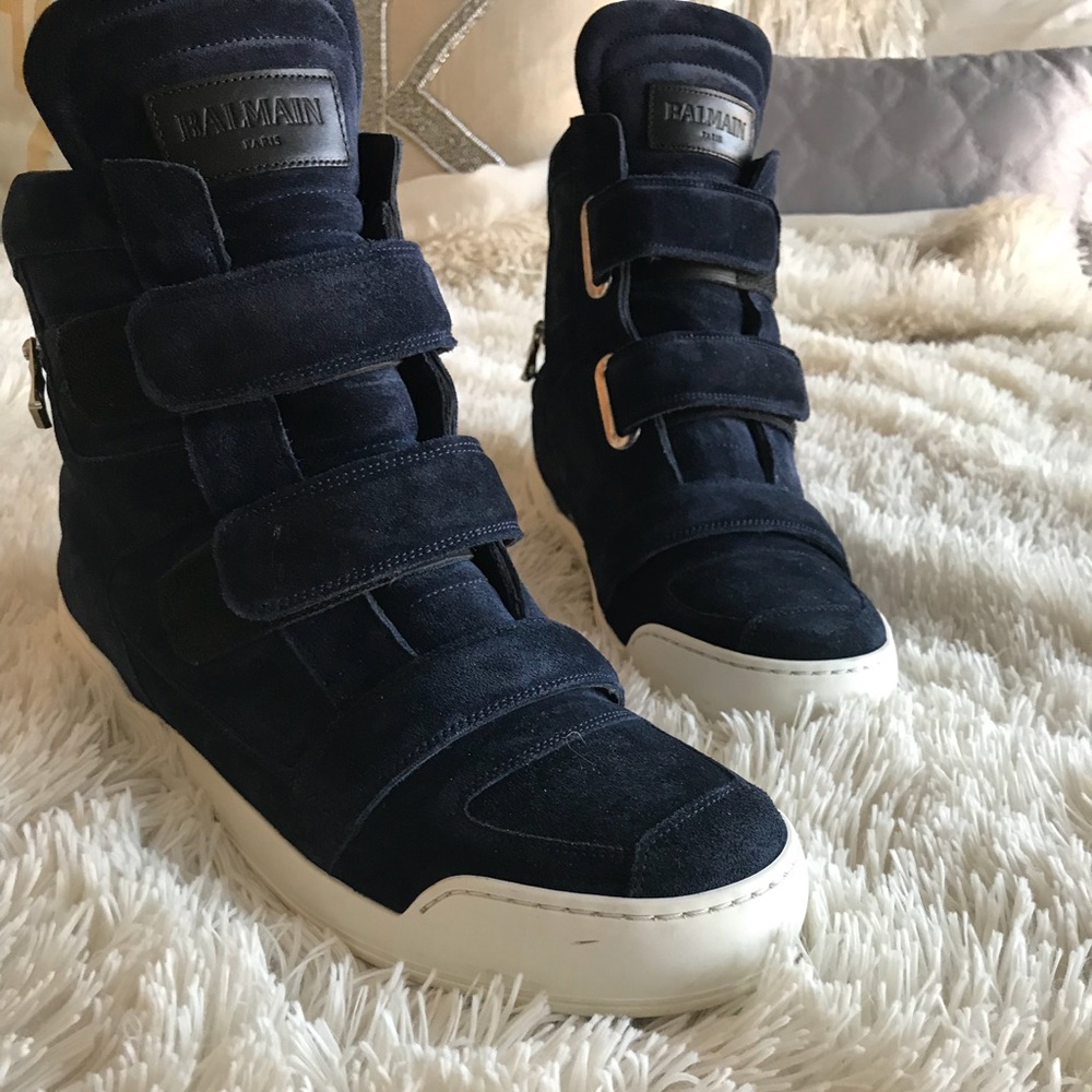 Balmain Men’s Dark Blue High Top Sneaker