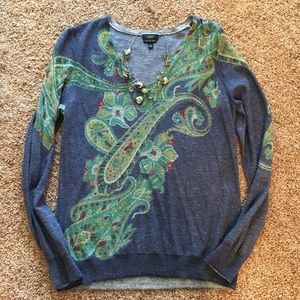 Talbots Merino Wool Paisley Sweater