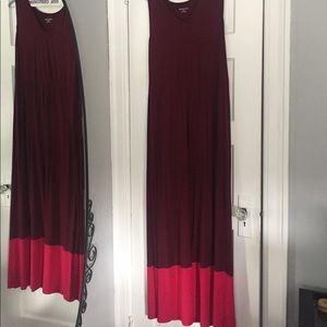 Maroon Color Block Maxi