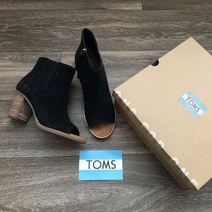 TOMS Majorca Peep Toe Black Booties 8.5 🖤
