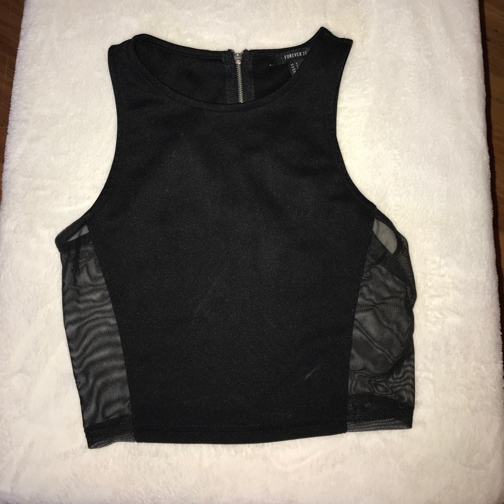 Forever 21 Crop Top with Mesh Sides & Back Zipper