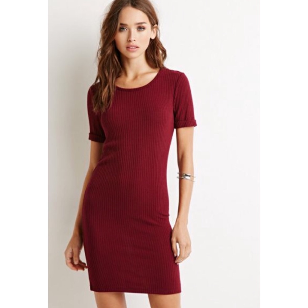NWT Forever 21 Magenta Ribbed Dress Size Small