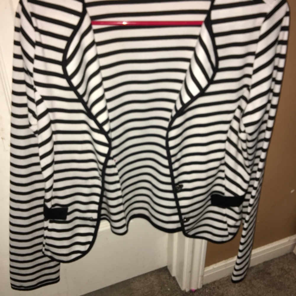 Black and White Striped Blazer