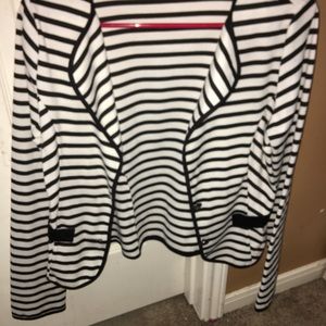 Black and White Striped Blazer