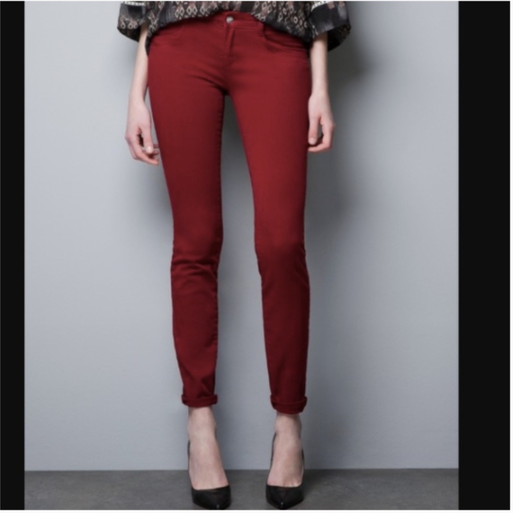 Zara Maroon Skinny Jeans