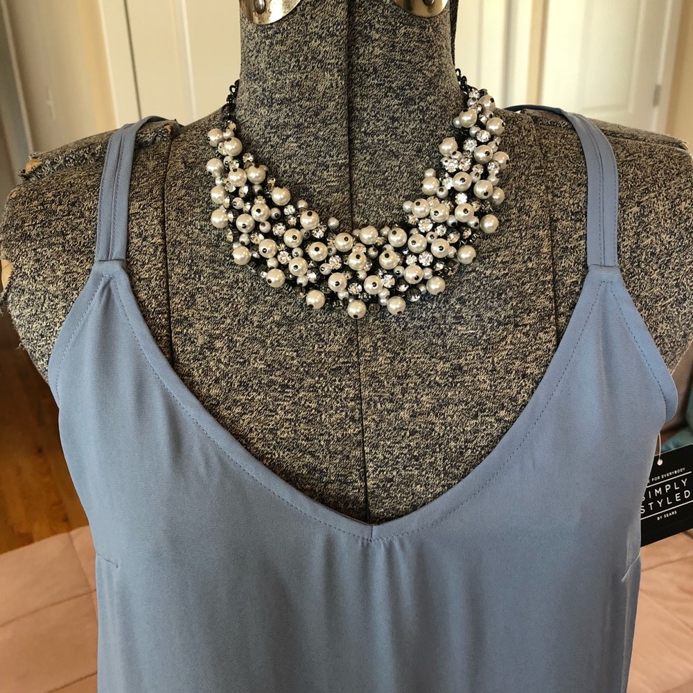 NWT sizes Medium STONE BLUE STRAP BACK TANK TOP - Picture 2 of 5