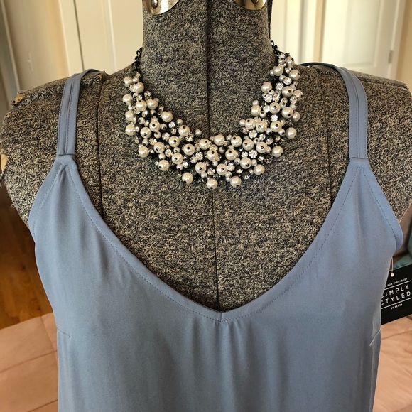 NWT sizes Medium STONE BLUE STRAP BACK TANK TOP - Picture 2 of 5