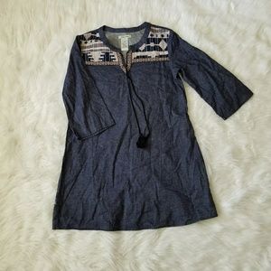 Flying Tomato Embroidered Chambray Tunic Dress
