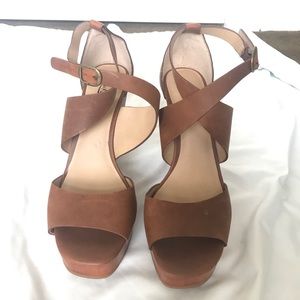 Lucky Brand brown leather wedges NWOT size 9