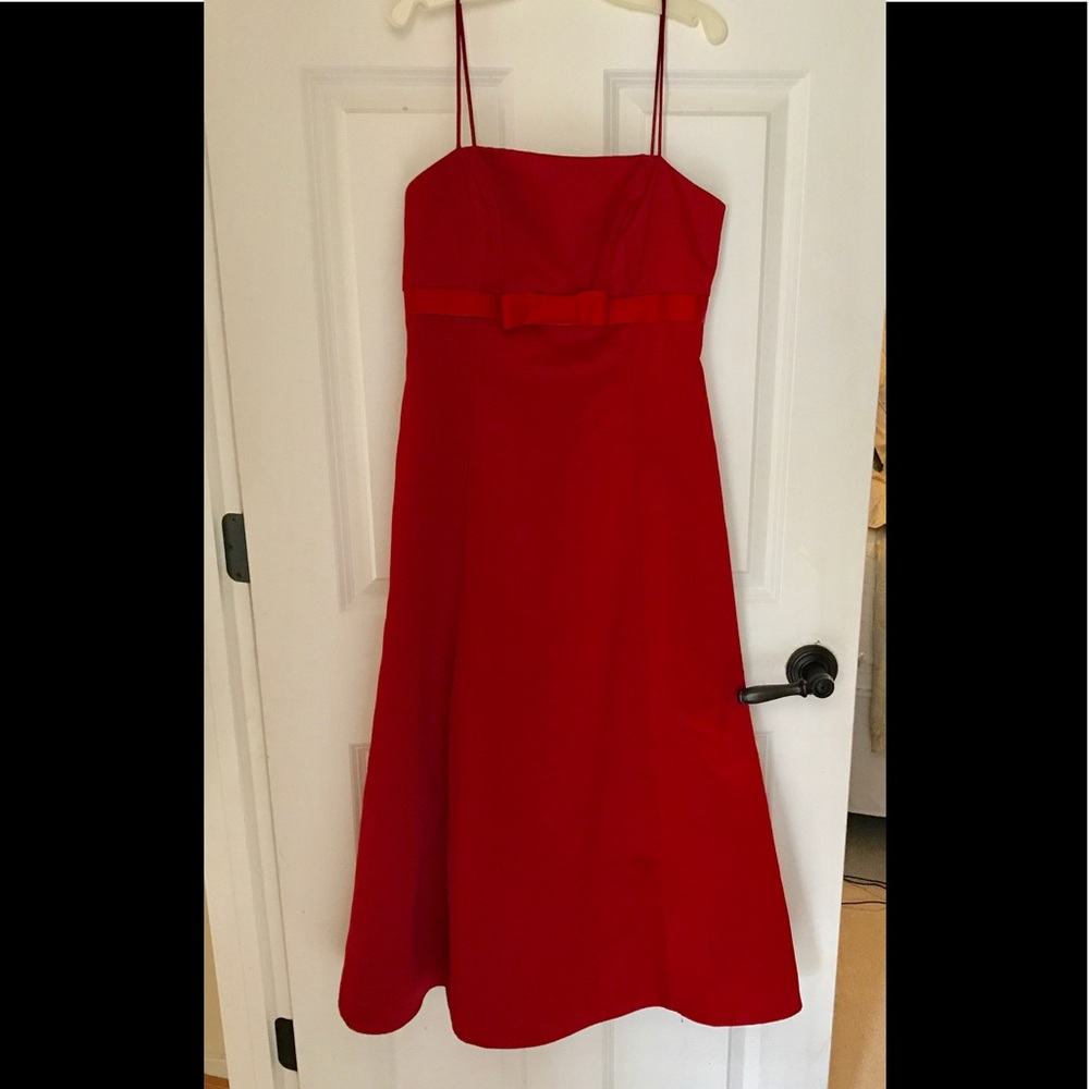Beautiful Red David's Bridal Formal Dress & Wrap!