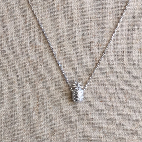 Delicate Silver Pavé Pineapple Necklace - Picture 4 of 7