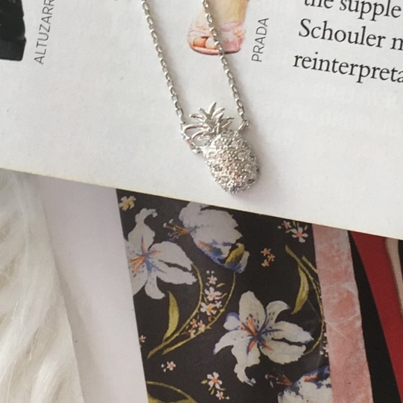 Delicate Silver Pavé Pineapple Necklace - Picture 3 of 7