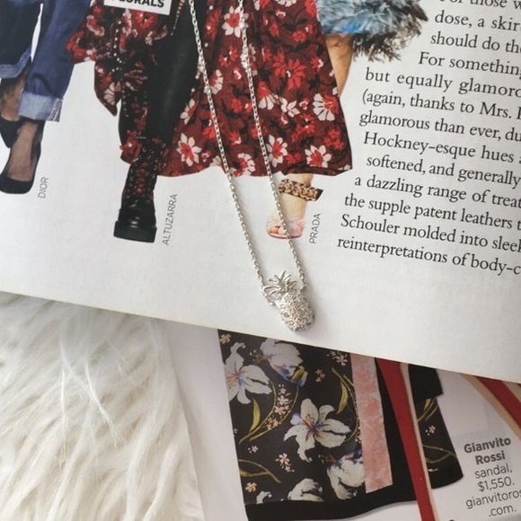 Delicate Silver Pavé Pineapple Necklace - Picture 5 of 7