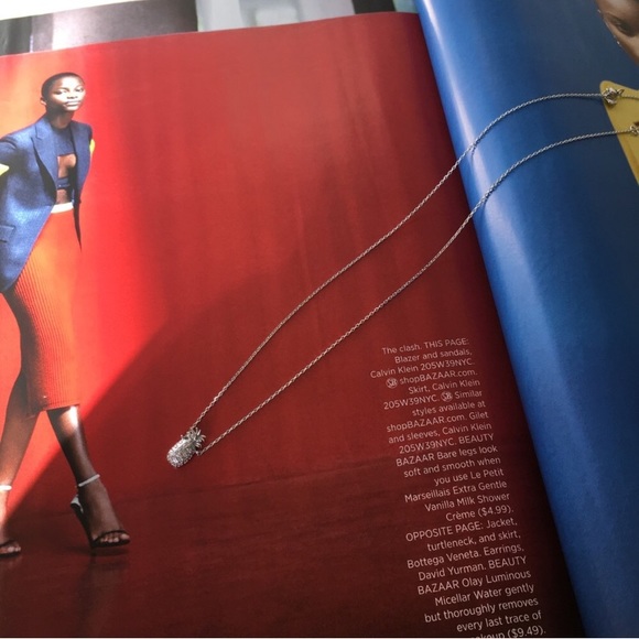 Delicate Silver Pavé Pineapple Necklace - Picture 2 of 7