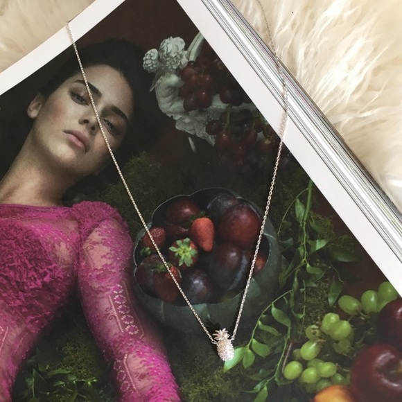 Delicate Silver Pavé Pineapple Necklace - Picture 6 of 7