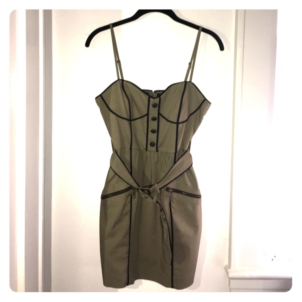 Olive Army detail Mini Dress