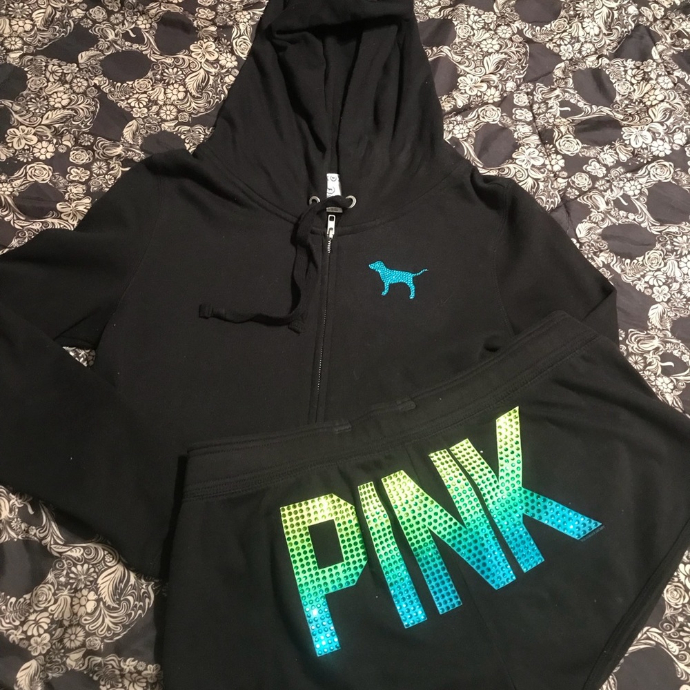 Rare black ombré bling VS Pink set