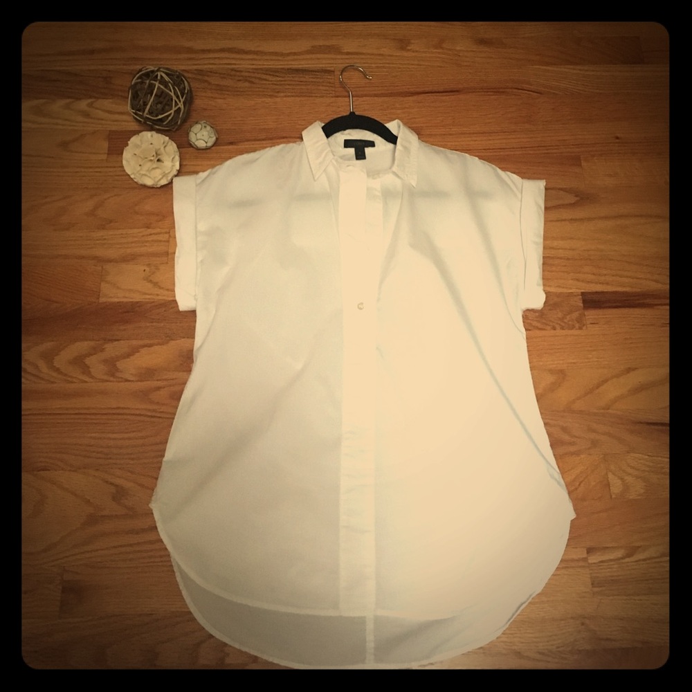 Crisp White Tunic-Style Shirt