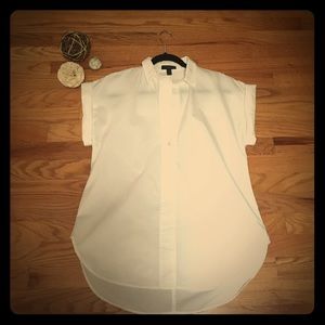 Crisp White Tunic-Style Shirt