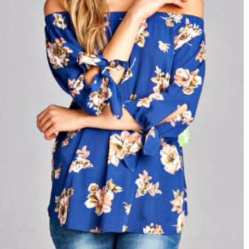 Boutique Blouse: FLORAL OFF SHOULDER BLOUSE