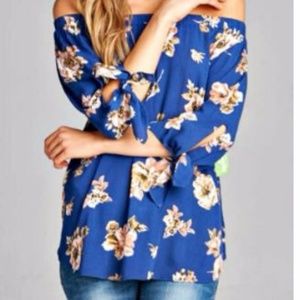 Boutique Blouse: FLORAL OFF SHOULDER BLOUSE