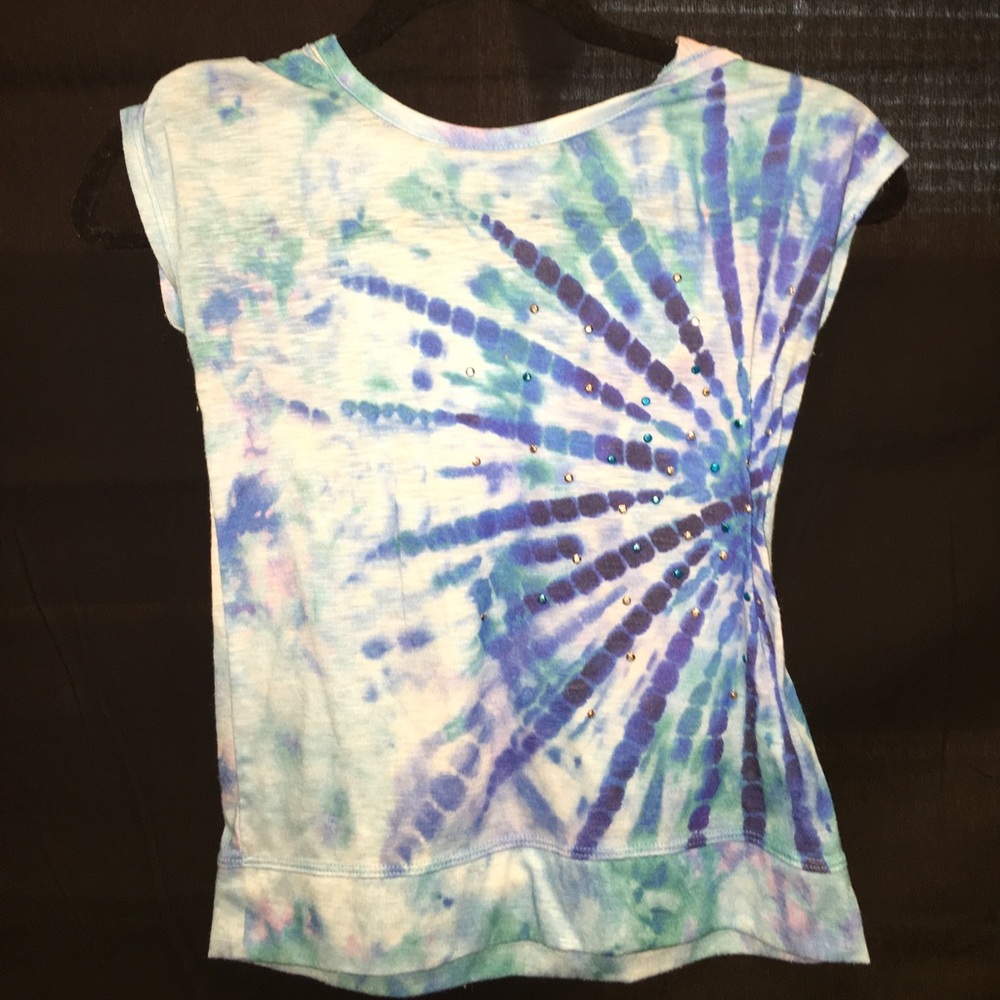 Blue tie dye hooded t shirt