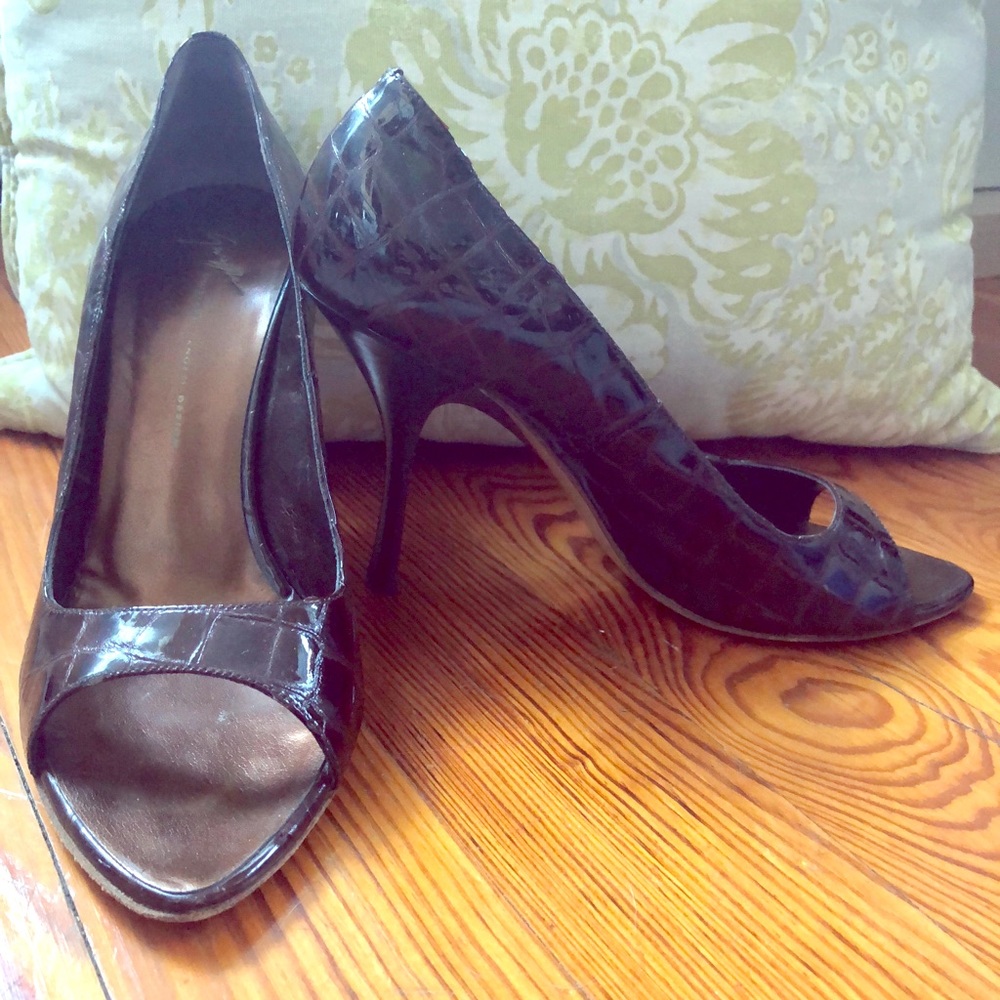 Cavalli Zanotti Collaboration Open Toe Croc Pumps