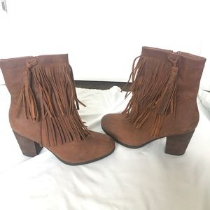 Ralph Lauren Denim Supply brown fringe booties 9