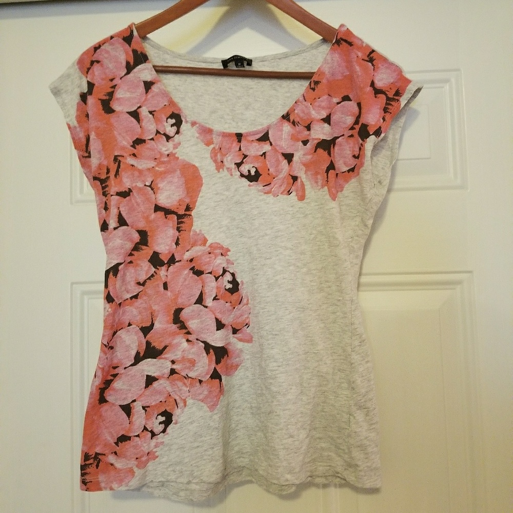Grey Floral Tee - Size M