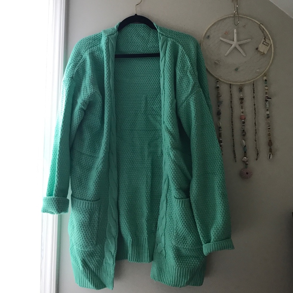 Mint Green Sweater with Pockets