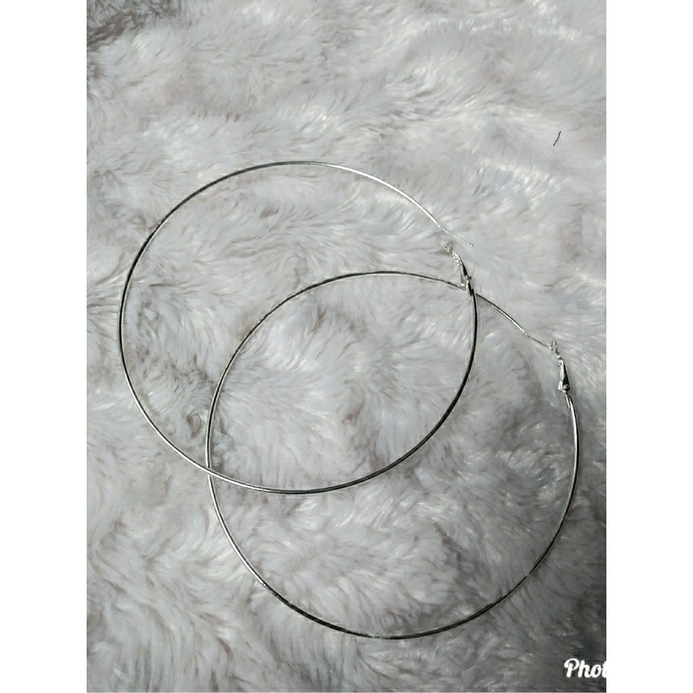 Large thin silver hoops