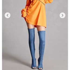 Thigh High Denim Boots