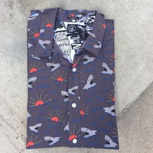 Volcom - shortsleeved buttondown shark print shirt