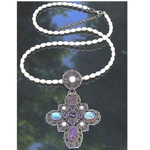 Nicky butler large cross with Pearl necklace